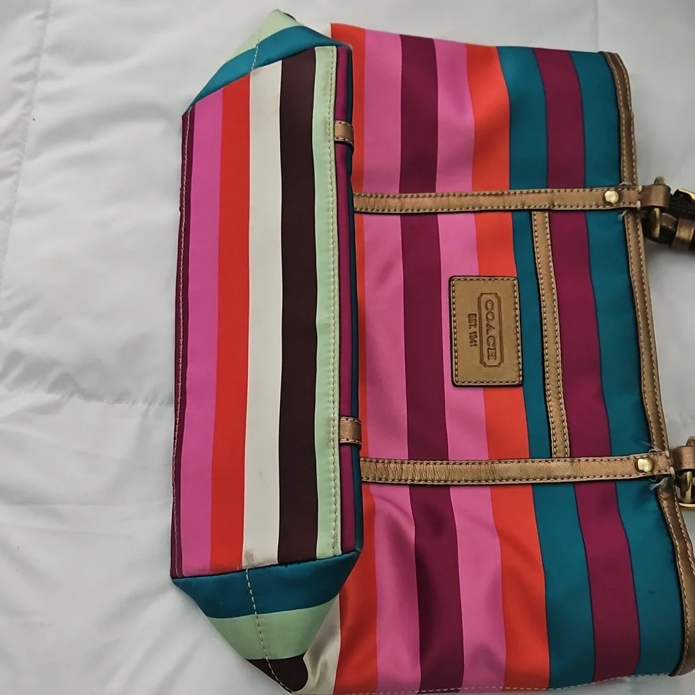 Coach Multistriped Legacy Tote - Picture 8 of 12